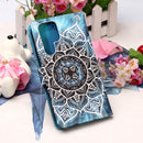 For Samsung Galaxy S22 Ultra 5G Colored Drawing Pattern Plain Weave Leather Phone Case with Holder & Card Slot & Wallet & Lanyard(Undersea Mandala)