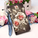 For Samsung Galaxy S22 Ultra 5G Colored Drawing Pattern Plain Weave Leather Phone Case with Holder & Card Slot & Wallet & Lanyard(Rose)