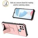 For OPPO Realme C21Y Dream PU + TPU Four-corner Shockproof Phone Back Cover Case with Card Slots & Holder(Rose Gold)