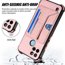 For OPPO Realme C21Y Dream PU + TPU Four-corner Shockproof Phone Back Cover Case with Card Slots & Holder(Rose Gold)