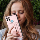 For OPPO Realme C21Y Dream PU + TPU Four-corner Shockproof Phone Back Cover Case with Card Slots & Holder(Rose Gold)