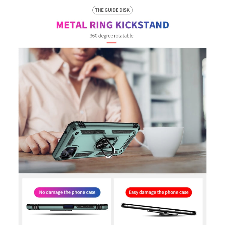 For Motorola Moto G50 5G Shockproof TPU + PC Protective Phone Case with 360 Degree Rotating Holder(Green)