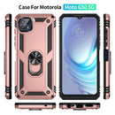For Motorola Moto G50 5G Shockproof TPU + PC Protective Phone Case with 360 Degree Rotating Holder(Rose Gold)