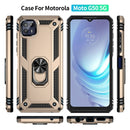 For Motorola Moto G50 5G Shockproof TPU + PC Protective Phone Case with 360 Degree Rotating Holder(Gold)