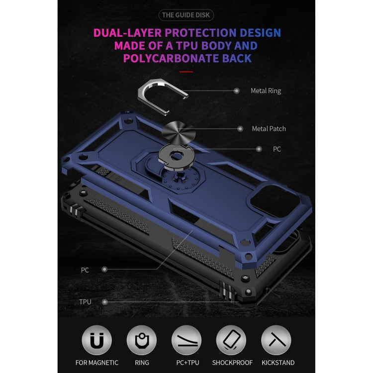 For Motorola Moto G50 5G Shockproof TPU + PC Protective Phone Case with 360 Degree Rotating Holder(Blue)