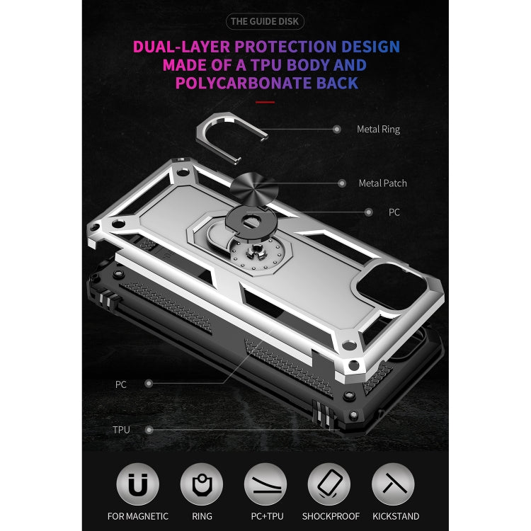 For Motorola Moto G50 5G Shockproof TPU + PC Protective Phone Case with 360 Degree Rotating Holder(Silver)