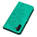 For Samsung Galaxy A13 5G Embossed Butterfly Leather Phone Case with Holder & Card Slot & Wallet & Lanyard(Green)