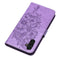 For Samsung Galaxy A13 5G Embossed Butterfly Leather Phone Case with Holder & Card Slot & Wallet & Lanyard(Purple)