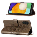 For Samsung Galaxy A13 5G Embossed Butterfly Leather Phone Case with Holder & Card Slot & Wallet & Lanyard(Grey)
