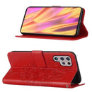 For Samsung Galaxy S22 Ultra 5G Embossed Butterfly Leather Phone Case with Holder & Card Slot & Wallet & Lanyard(Red)
