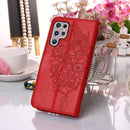 For Samsung Galaxy S22 Ultra 5G Embossed Butterfly Leather Phone Case with Holder & Card Slot & Wallet & Lanyard(Red)