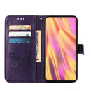For Samsung Galaxy S22 Ultra 5G Embossed Butterfly Leather Phone Case with Holder & Card Slot & Wallet & Lanyard(Dark Purple)