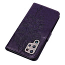 For Samsung Galaxy S22 Ultra 5G Embossed Butterfly Leather Phone Case with Holder & Card Slot & Wallet & Lanyard(Dark Purple)