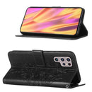 For Samsung Galaxy S22 Ultra 5G Embossed Butterfly Leather Phone Case with Holder & Card Slot & Wallet & Lanyard(Black)