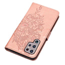 For Samsung Galaxy S22 Ultra 5G Embossed Butterfly Leather Phone Case with Holder & Card Slot & Wallet & Lanyard(Rose Gold)