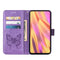For Samsung Galaxy S22 Ultra 5G Embossed Butterfly Leather Phone Case with Holder & Card Slot & Wallet & Lanyard(Purple)