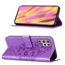 For Samsung Galaxy S22 Ultra 5G Embossed Butterfly Leather Phone Case with Holder & Card Slot & Wallet & Lanyard(Purple)