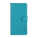 For vivo Y33s idewei Crazy Horse Texture Leather Phone Case with Holder & Card Slots & Wallet(Sky Blue)