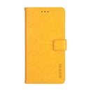 For vivo Y33s idewei Crazy Horse Texture Leather Phone Case with Holder & Card Slots & Wallet(Yellow)