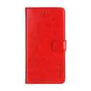 For vivo Y33s idewei Crazy Horse Texture Leather Phone Case with Holder & Card Slots & Wallet(Red)