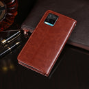 For vivo Y33s idewei Crazy Horse Texture Leather Phone Case with Holder & Card Slots & Wallet(Red)