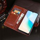 For vivo Y33s idewei Crazy Horse Texture Leather Phone Case with Holder & Card Slots & Wallet(Red)