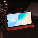 For vivo Y33s idewei Crazy Horse Texture Leather Phone Case with Holder & Card Slots & Wallet(White)