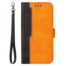 For Samsung Galaxy S22 UItra 5G Business Stitching-Color Horizontal Flip PU Leather Phone Case(Orange)