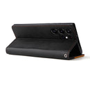 For Samsung Galaxy S22 UItra 5G Business Stitching-Color Horizontal Flip PU Leather Phone Case(Orange)