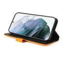 For Samsung Galaxy S22 UItra 5G Business Stitching-Color Horizontal Flip PU Leather Phone Case(Orange)