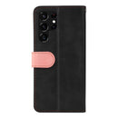 For Samsung Galaxy S22 UItra 5G Business Stitching-Color Horizontal Flip PU Leather Phone Case(Pink)