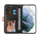For Samsung Galaxy S22 UItra 5G Business Stitching-Color Horizontal Flip PU Leather Phone Case(Pink)