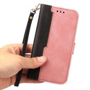 For Samsung Galaxy S22 UItra 5G Business Stitching-Color Horizontal Flip PU Leather Phone Case(Pink)
