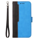For Samsung Galaxy S22 UItra 5G Business Stitching-Color Horizontal Flip PU Leather Phone Case(Blue)