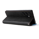For Samsung Galaxy S22 UItra 5G Business Stitching-Color Horizontal Flip PU Leather Phone Case(Blue)