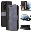 For Samsung Galaxy S22 UItra 5G Business Stitching-Color Horizontal Flip PU Leather Phone Case(Gray)