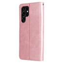 For Samsung Galaxy S22 Ultra 5G Calf Texture Zipper Horizontal Flip Leather Phone Case(Rose Gold)