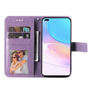 For Huawei nova 8i / Honor 50 Lite 7-petal Flowers Embossed Flip Leather Phone Case with Holder & Card Slots(Light Purple)