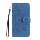 For Huawei nova 8i / Honor 50 Lite 7-petal Flowers Embossed Flip Leather Phone Case with Holder & Card Slots(Blue)