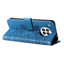 For Huawei nova 8i / Honor 50 Lite 7-petal Flowers Embossed Flip Leather Phone Case with Holder & Card Slots(Blue)
