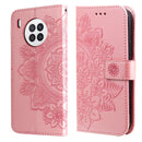 For Huawei nova 8i / Honor 50 Lite 7-petal Flowers Embossed Flip Leather Phone Case with Holder & Card Slots(Rose Gold)