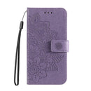 For Huawei nova 9 / Honor 50 7-petal Flowers Embossed Flip Leather Phone Case with Holder & Card Slots(Light Purple)