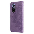 For Huawei nova 9 / Honor 50 7-petal Flowers Embossed Flip Leather Phone Case with Holder & Card Slots(Light Purple)
