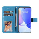 For Huawei nova 9 / Honor 50 7-petal Flowers Embossed Flip Leather Phone Case with Holder & Card Slots(Blue)