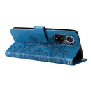For Huawei nova 9 / Honor 50 7-petal Flowers Embossed Flip Leather Phone Case with Holder & Card Slots(Blue)