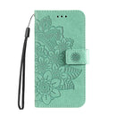 For Huawei nova 9 / Honor 50 7-petal Flowers Embossed Flip Leather Phone Case with Holder & Card Slots(Green)