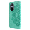 For Huawei nova 9 / Honor 50 7-petal Flowers Embossed Flip Leather Phone Case with Holder & Card Slots(Green)