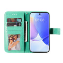 For Huawei nova 9 / Honor 50 7-petal Flowers Embossed Flip Leather Phone Case with Holder & Card Slots(Green)