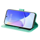 For Huawei nova 9 / Honor 50 7-petal Flowers Embossed Flip Leather Phone Case with Holder & Card Slots(Green)