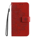 For Huawei nova 9 / Honor 50 7-petal Flowers Embossed Flip Leather Phone Case with Holder & Card Slots(Red)